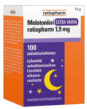 Melatoniini Extra Vahva ratiopharm 1,9 mg 100 tablettia