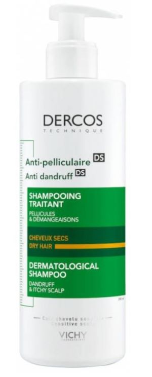 Vichy Dercos Shampoo Anti-dandruff hilsettä vastaan kuiville hiuksille 390ml