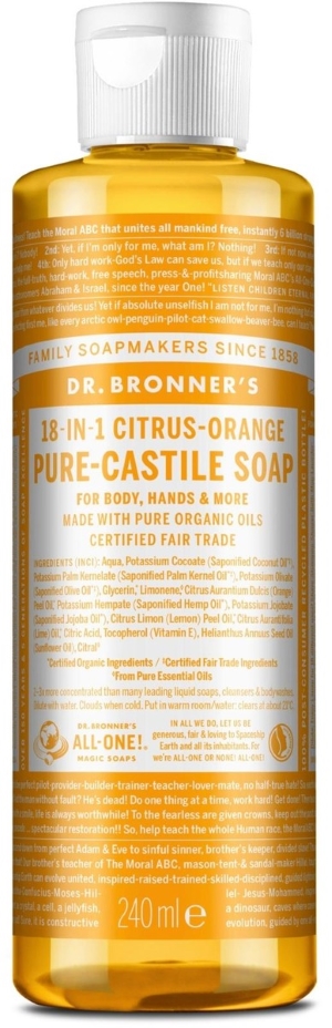 Dr. Bronner's Citrus-Orange Pure Castile Liquid Soap 240 ml