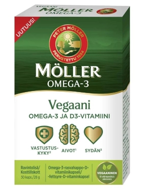 Möller Vegaani Omega-3 ja D-vitamiini kapseli 30 kpl