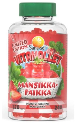 Sana-sol Vitanallet Monivitamiini Mansikkapaikka Limited Edition 120 kpl