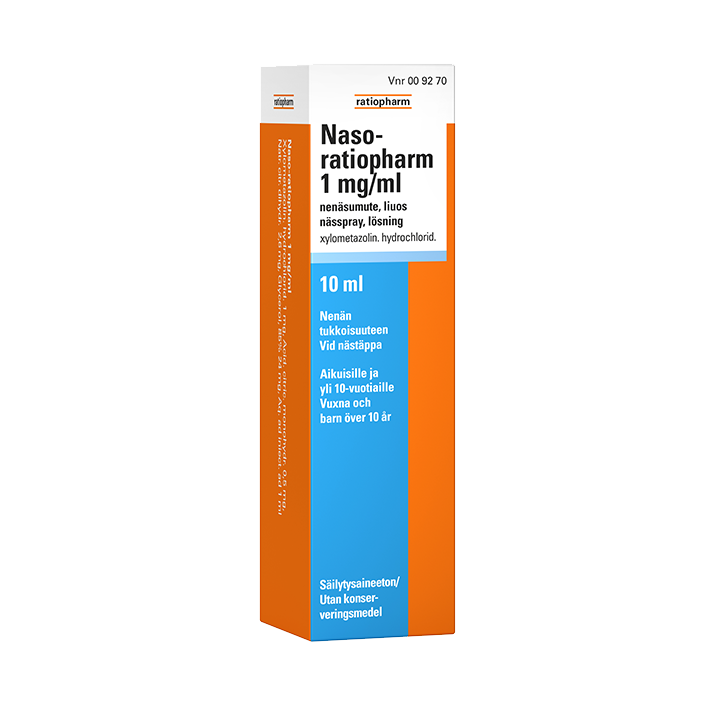 NASO-RATIOPHARM 1 mg/ml 10 ml nenäsumute, liuos