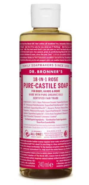Dr. Bronner's Rose Pure Castile Liquid Soap 240 ml