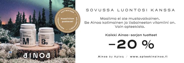Ainoa -tuotteet -20% marraskuun ajan