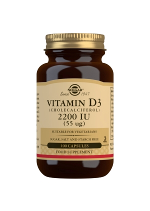Solgar D3-vitamiini 2200 IU (55 µg), 100 kaps