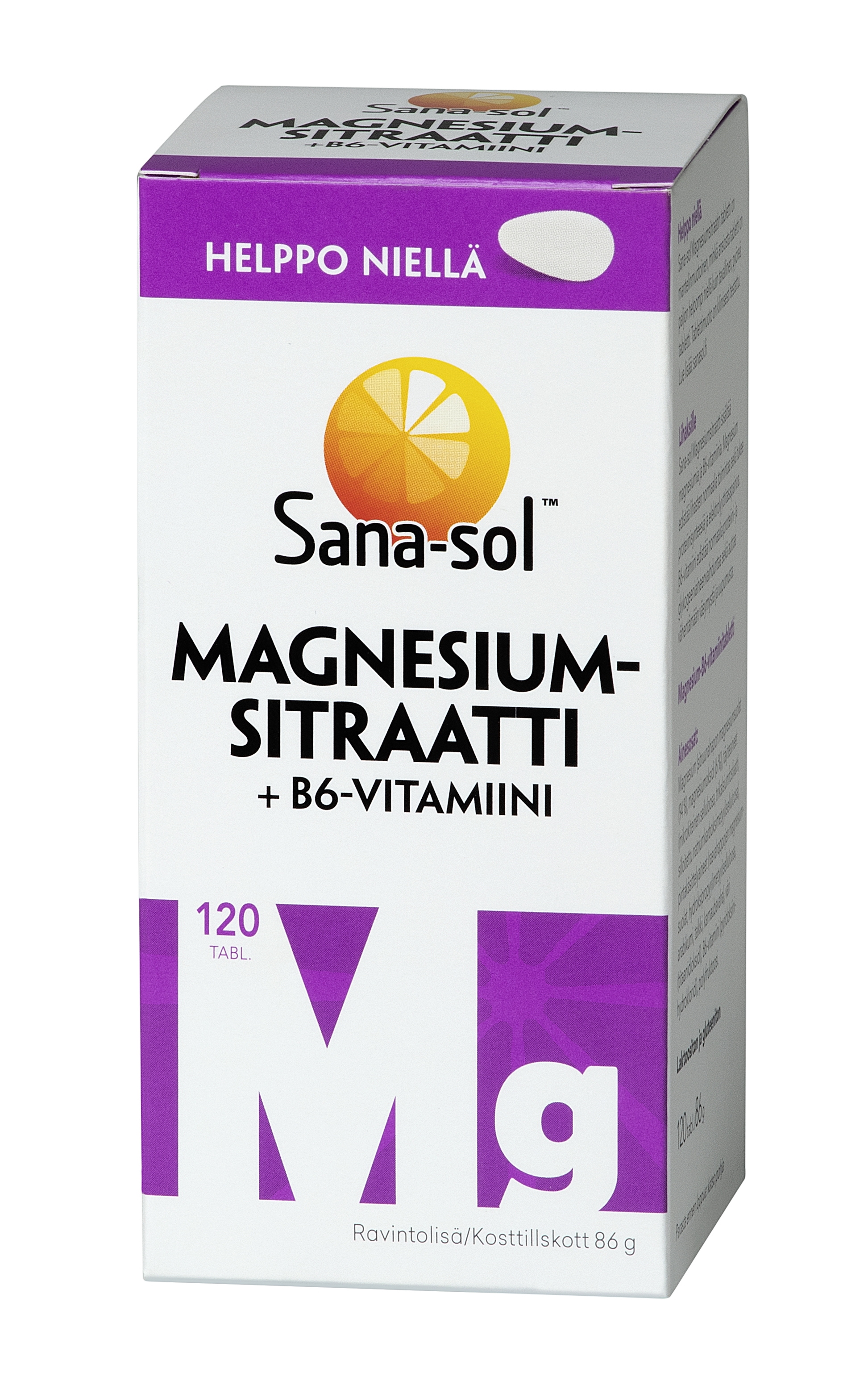 Sana-sol Magnesiumsitraatti + B6-vitamiini, 120 tabl