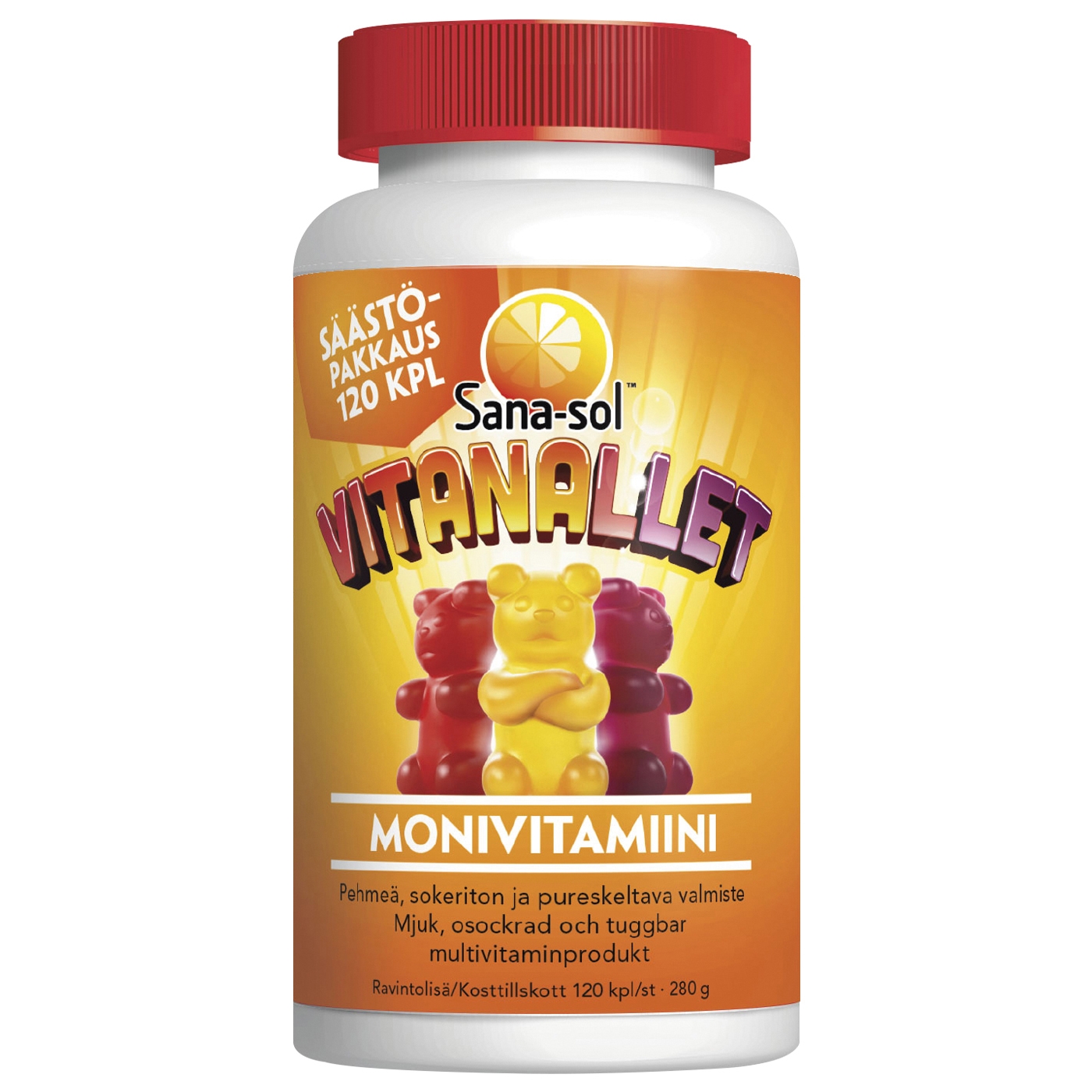 Sana-sol Vitanallet monivitamiini, 120 kpl