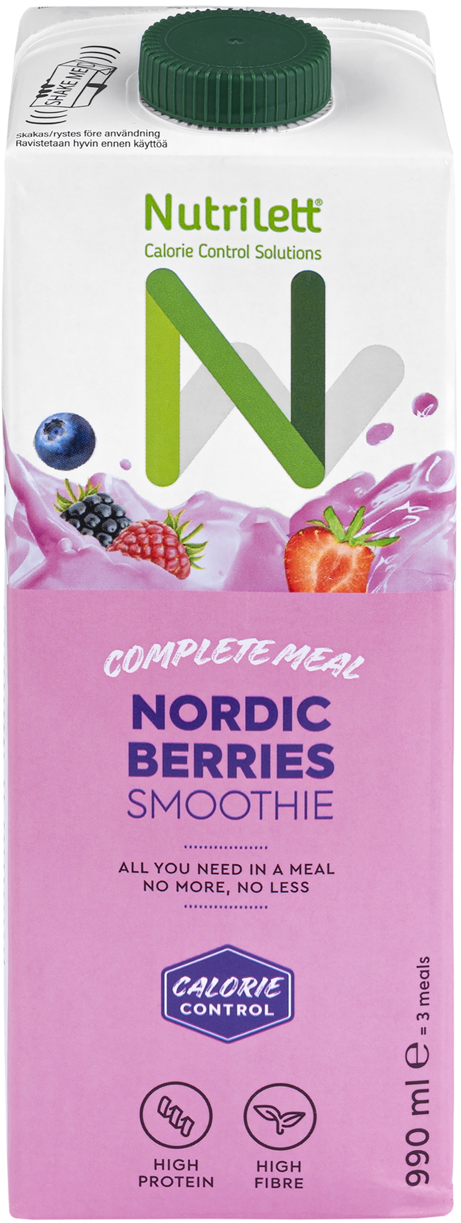 Nutrilett Smoothie Nordic Berries ateriankorvikejuoma, 990 ml