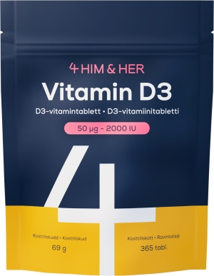 4Him&Her D3-vitamiini 50 µg ravintolisä 365 kpl