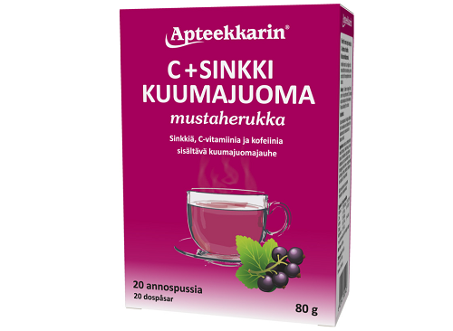 Apteekkarin C + Sinkki kuumajuoma mustaherukka, 20 annospussia