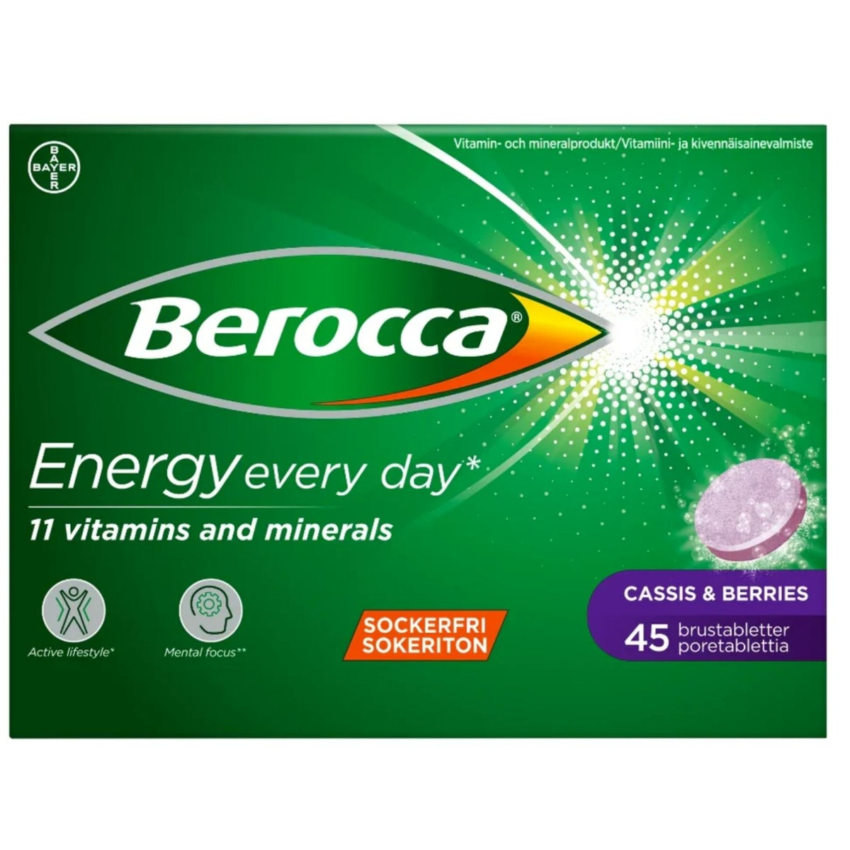 Berocca Energy Cassis & Berries poretabletti 45 kpl