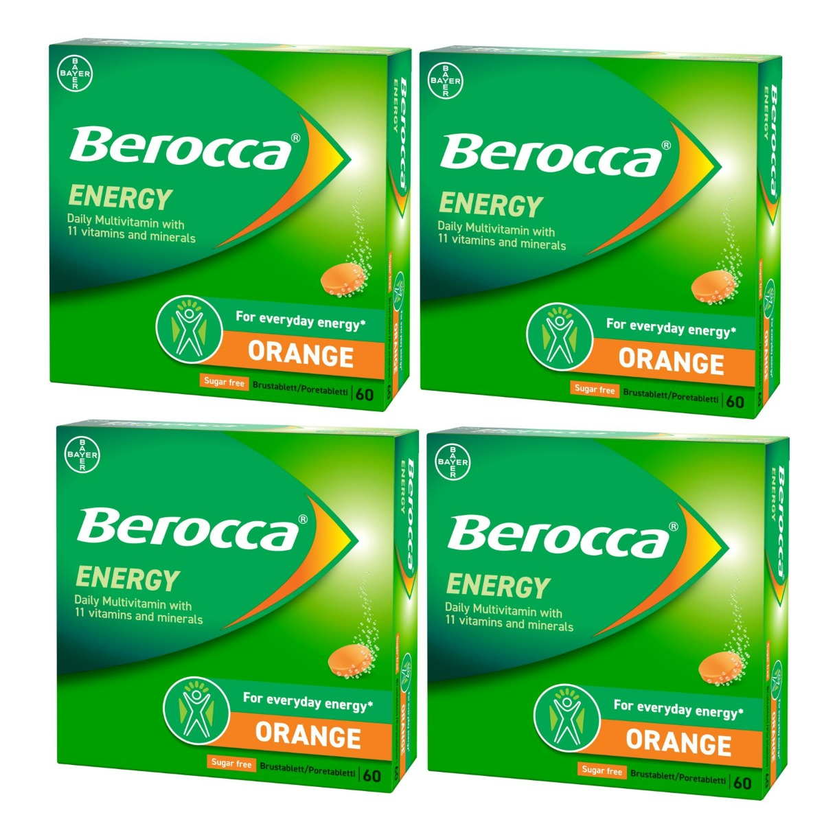 Berocca Energy Orange poretabletti 60 kpl x4 NELOSPAKKAUS