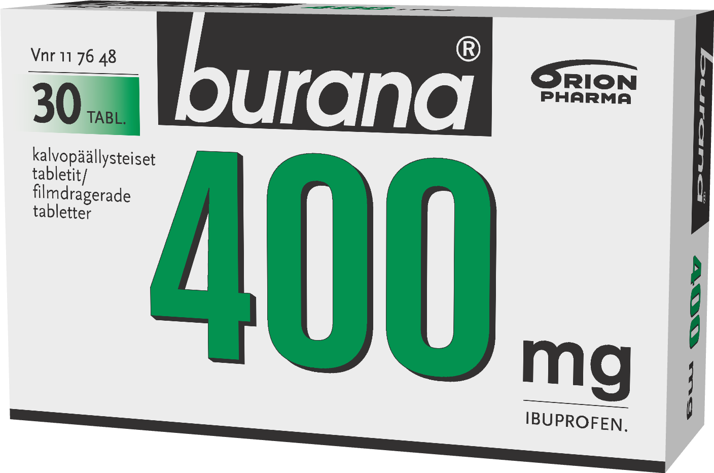 BURANA 400 mg 30 fol tabl, kalvopääll