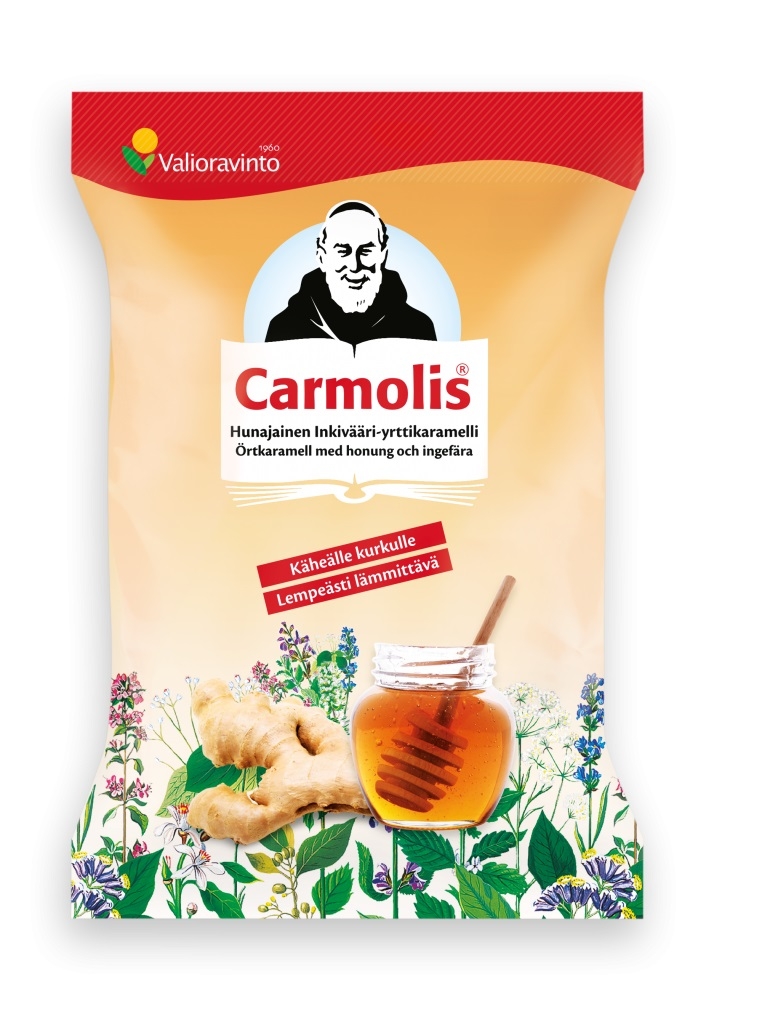 Carmolis Hunajainen Inkivääri-yrttikaramelli, 72 g