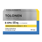 Tri Tolonen Omega-3 E-EPA 650 mg + D-vitamiini, 120 kaps.