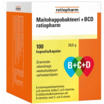 Maitohappobakteeri + BCD ratiopharm 100 kapselia