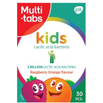Multi-tabs Kids Maitohappobakteeri + B1- ja B6-vitamiini Vadelma-Appelsiini 30 purutabl