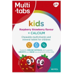 Multi-tabs Kids Monivitamiini + Kalsium Vadelma-Mansikka 60 purutablettia
