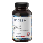 Puhdas+ Premium Omega-3  180 mg EPA / 120 mg DHA,  FOS Sertifioitu 160 kaps