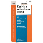 CETIRIZIN-RATIOPHARM 10 mg 30 fol tabl, kalvopääll