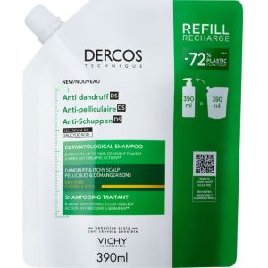 Vichy Dercos Shampoo Anti-dandruff hilsettä vastaan kuiville hiuksille täyttöpakkaus 390 ml