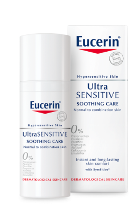 Eucerin UltraSENSITIVE Soothing Care Normal to Combination Skin hoitovoide pumppupullo 50 ml