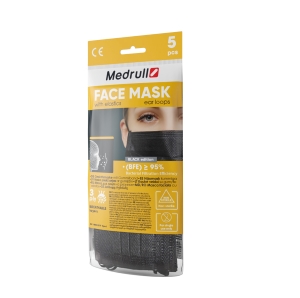 Medrull Face Mask kirurginen suu-nenäsuojus Type I musta 5kpl