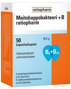 Maitohappobakteeri + B ratiopharm 50 kapselia