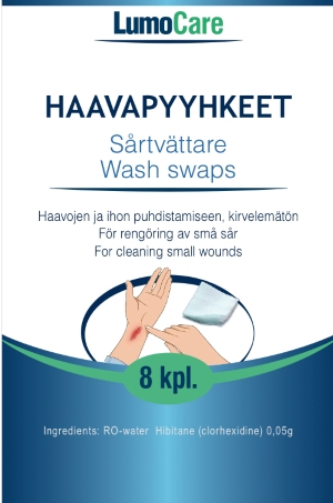 Lumomed Lumocare haavapyyhkeet 8 kpl kirvelemätön