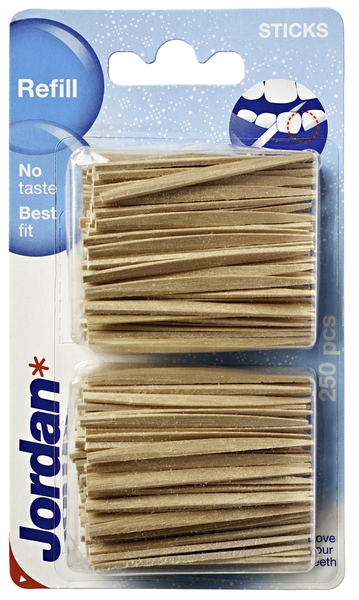 Jordan hammastikku täyttöpakkaus, 250 kpl