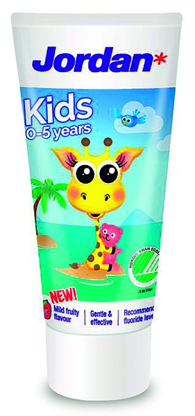 Jordan Kids 0-5 v mieto mansikan makuinen hammastahna, 50 ml