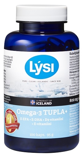 Lysi Omega-3 Tupla+ kalaöljy-vitamiinikapseli, 100 kaps.