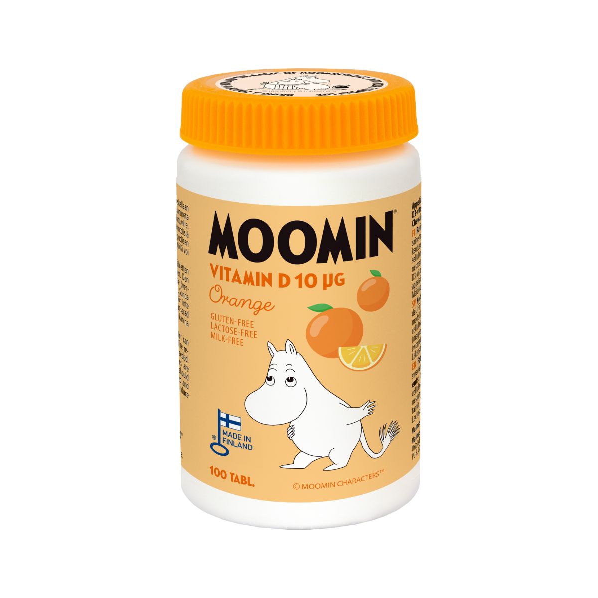 MOOMIN D-vitamin 10 mikrog KSYLITOLI Orange, 100 kpl