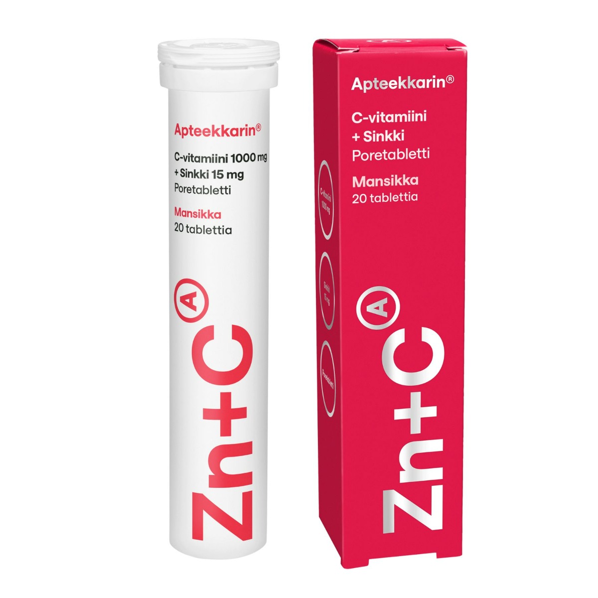 Apteekkarin C+Sinkkipore mansikka, 20 tabl