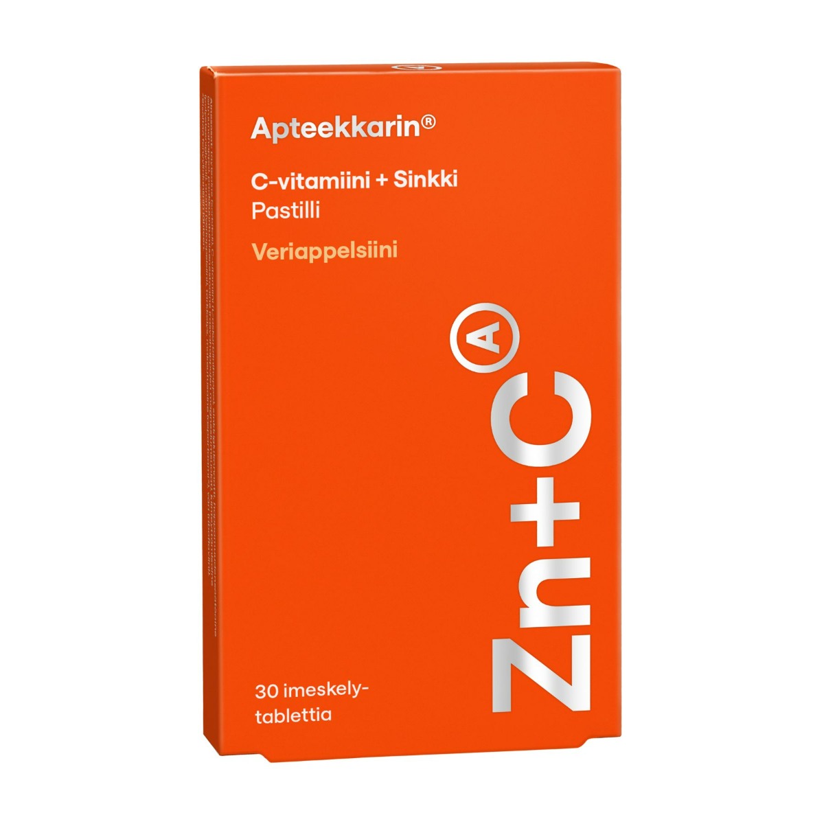 Apteekkarin C+ Sinkki veriappelsiini pastilli, 30 kpl
