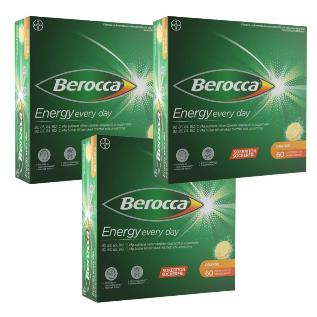 Berocca Energy Orange poretabletti 60 kpl x3 TRIPLAPAKKAUS
