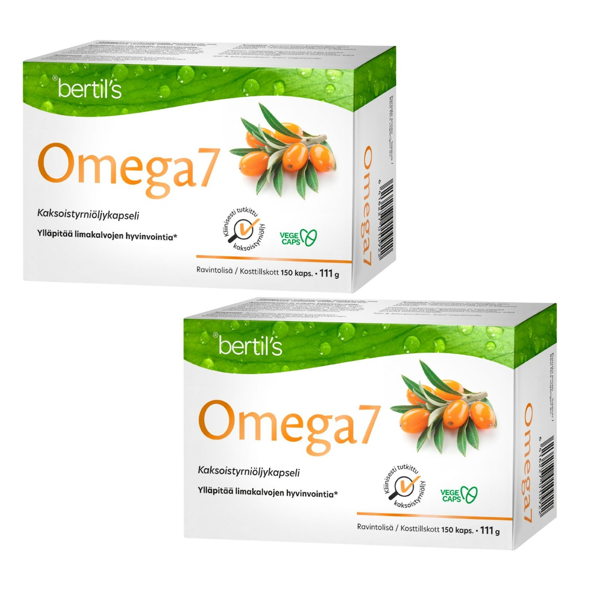 Omega7 kaksoistyrniöljykapseli 150 kaps x2 TUPLAPAKKAUS