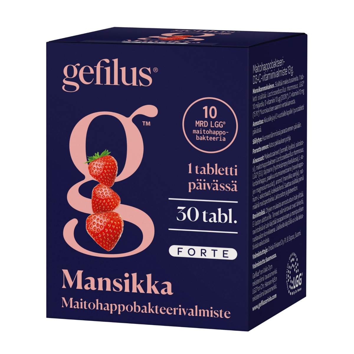 Gefilus Forte maitohappobakteerivalmiste purutabletti mansikka 30 kpl