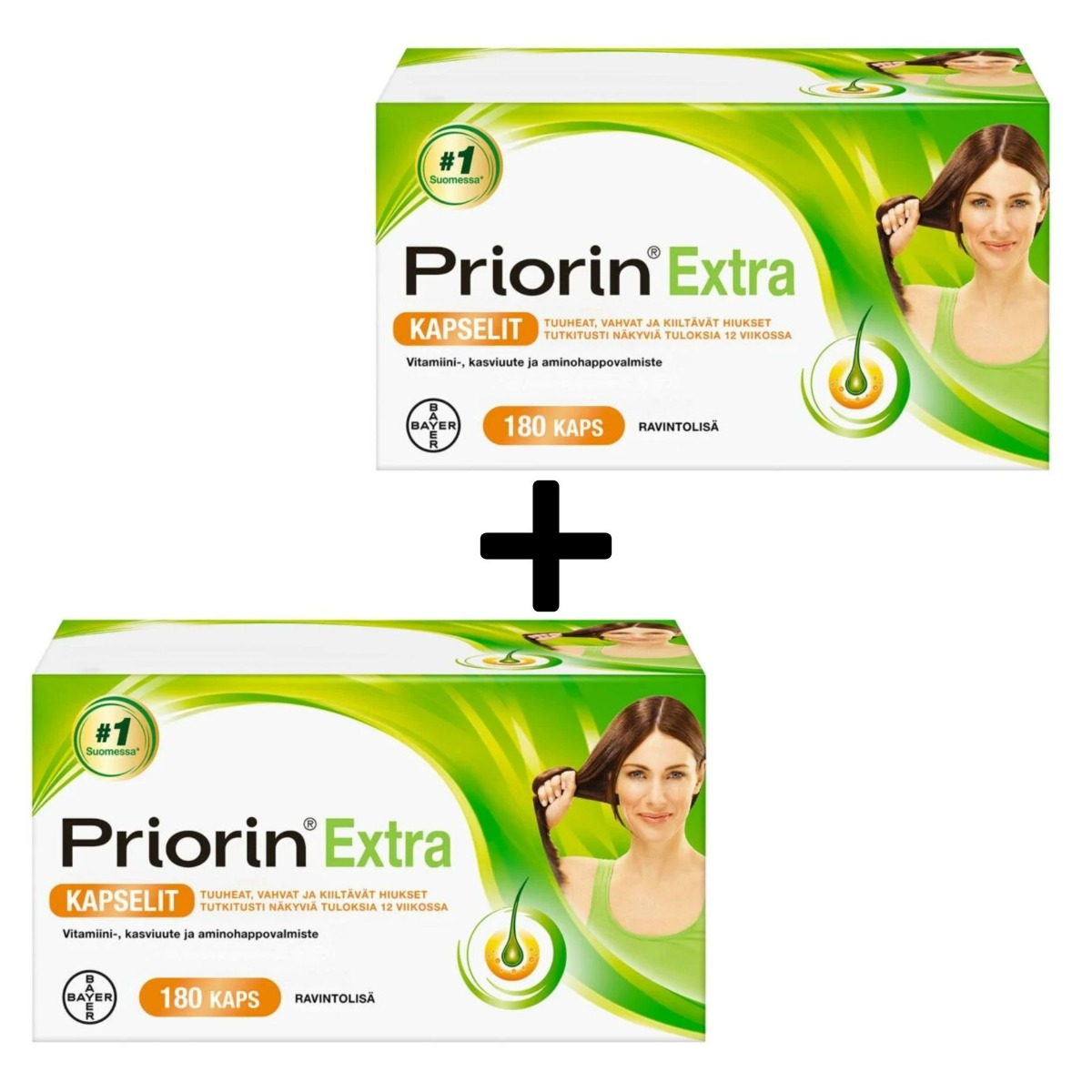 Priorin hiusravintolisä 180 + 180 kapselia tuplapakkaus