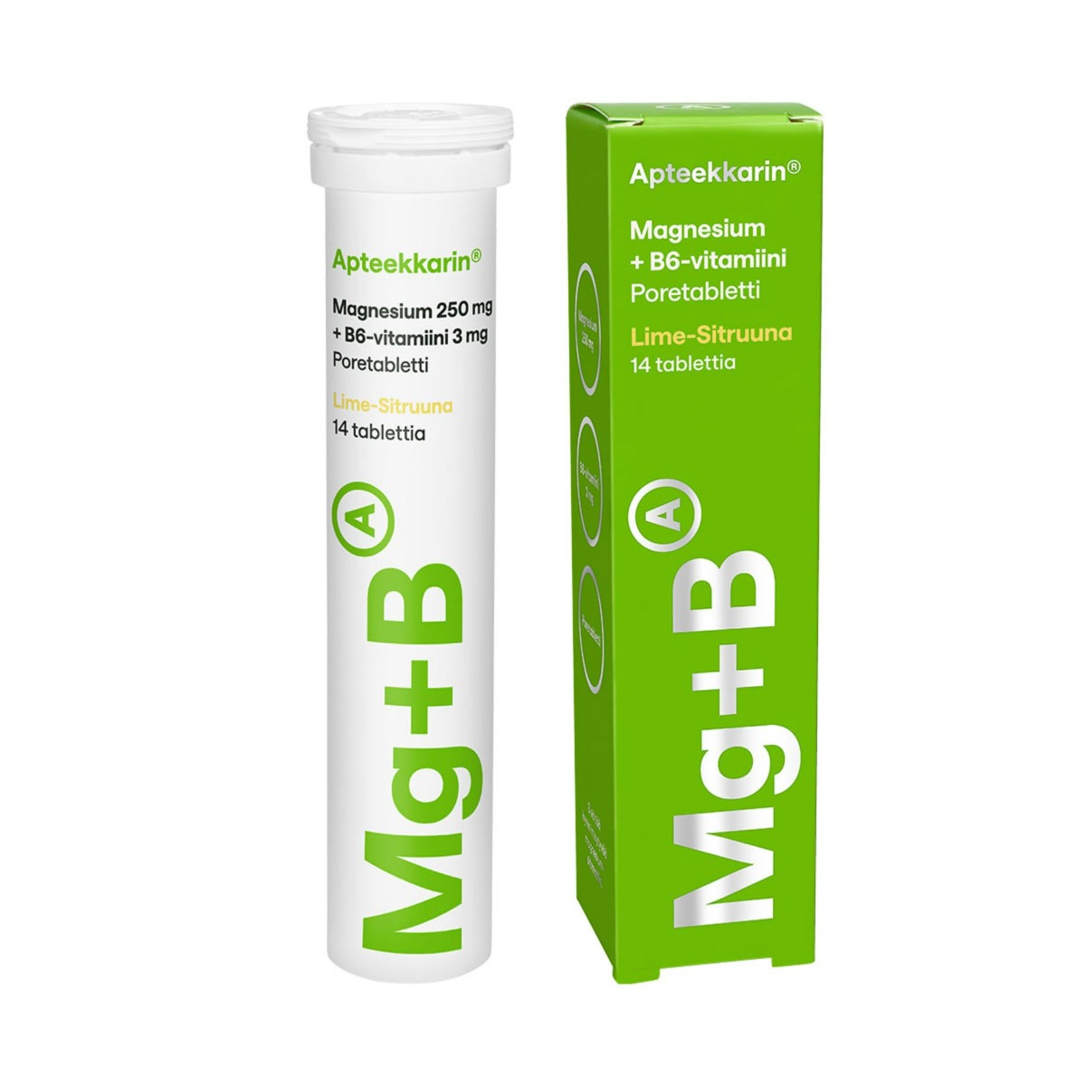 Apteekkarin Magnesium+ B6 pore lime-sitruuna, 14 kpl