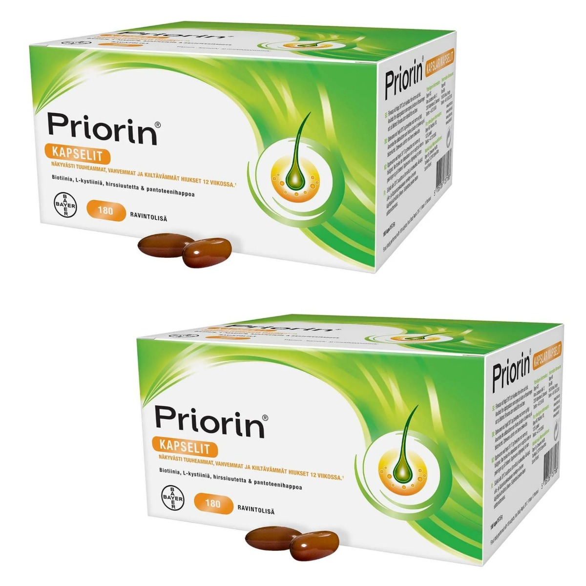 Priorin hiusravintolisä 180 + 180 kapselia tuplapakkaus
