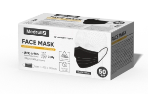 Medrull Face Mask kirurginen suu-nenäsuojus Type I musta 50kpl