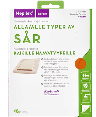 Mepilex Border hellävarainen sidos 10 x 10 cm, 2 kpl