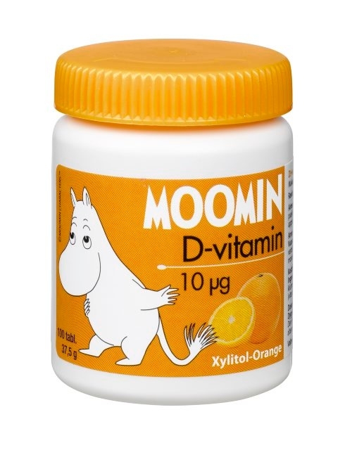 MOOMIN D-vitamin 10 mikrog KSYLITOLI Orange, 100 kpl