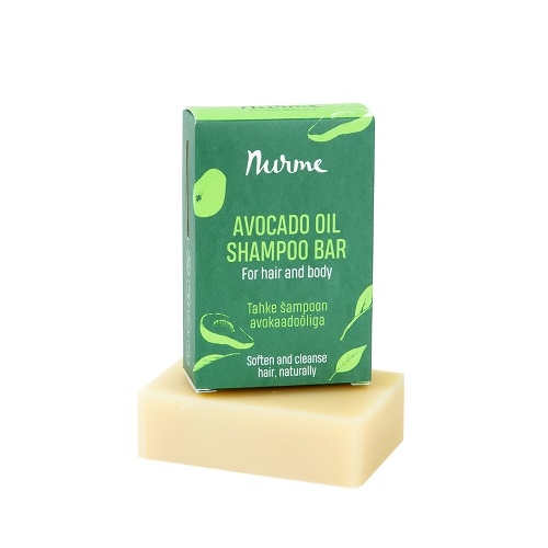Nurme Avocado Oil Shampoo Bar palashampoo hiuksille ja vartalolle, 100 g