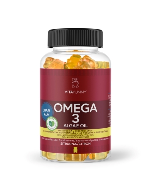 VitaYummy Omega 3 Lemon Levä- ja pellavansiemenöljyvalmiste 60kpl