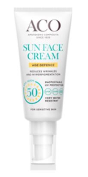 ACO Sun Face Cream Age Defence SPF50 hajusteeton 40ml
