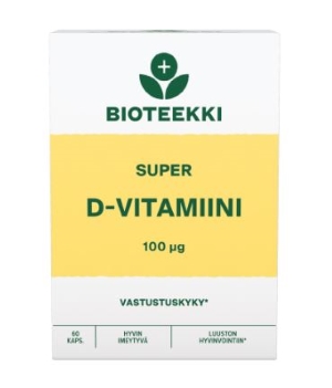 Bioteekin Super D-vitamiini 100 µg, 60 kaps.