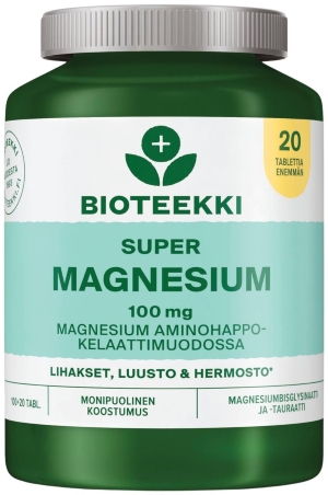 Bioteekki Super Magnesium bonuspakkaus, 100 + 20 tabl