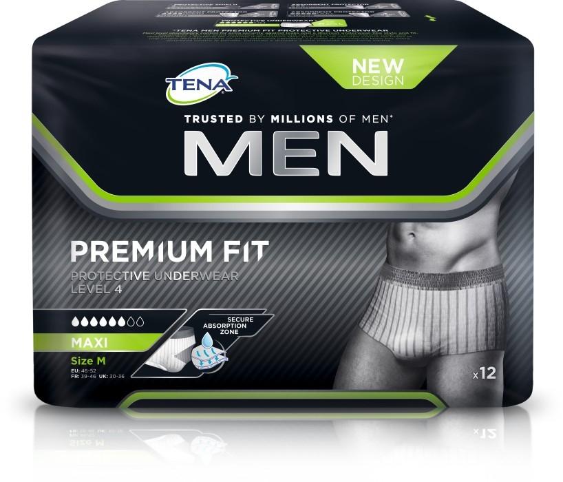TENA Men Premium Fit Protective Underwear Level 4, koko M, 12 kpl